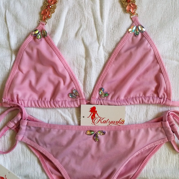 NWT Pink Jewel Scrunch Back Bikini - Picture 3 of 8